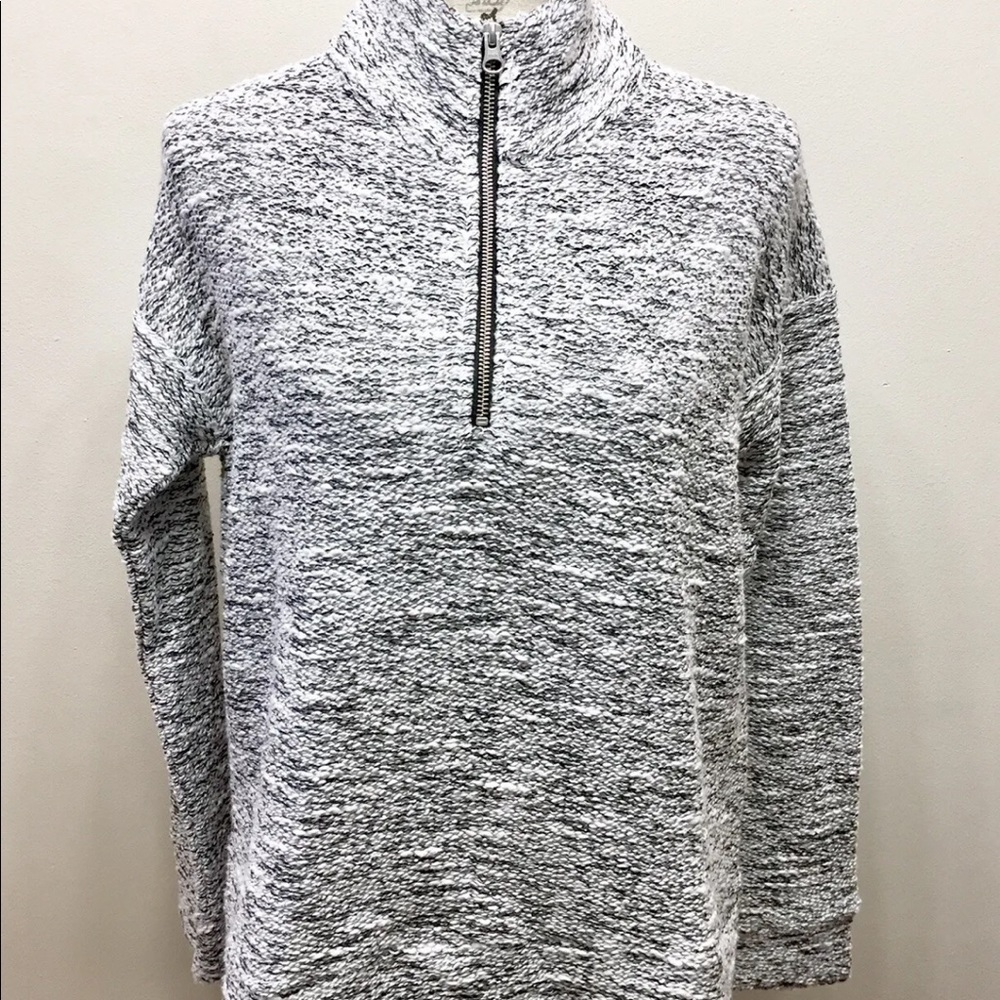 J. Crew Mercantile Women Pullover Mock Turtleneck Sweater Medium Black White